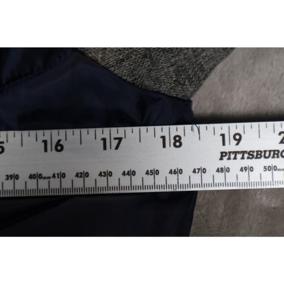 US Polo Assn Jacket Womens Small Blue Gray Hooded Faux Fur Zip Knit Sleeves Warm - Picture 7 of 7